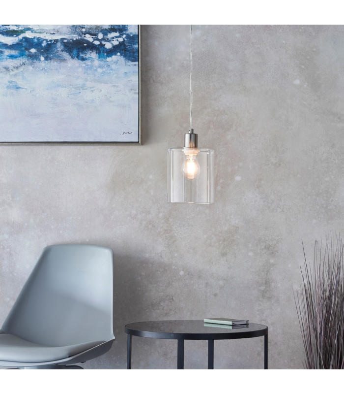 Toledo 1 Light Ceiling Pendant Brushed Nickel & Clear Glass-2