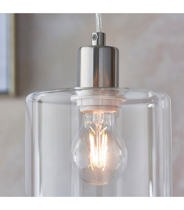 Toledo 1 Light Ceiling Pendant Brushed Nickel & Clear Glass-4