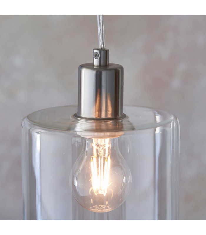 Toledo 1 Light Ceiling Pendant Brushed Nickel & Clear Glass-5