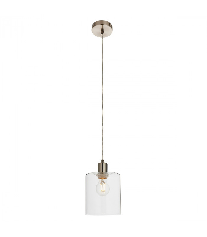 Toledo 1 Light Ceiling Pendant Brushed Nickel & Clear Glass-6