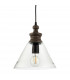 Kerala 1 Light Ceiling Pendant Clear Glass & Taupe Grey Distressed Wood-6