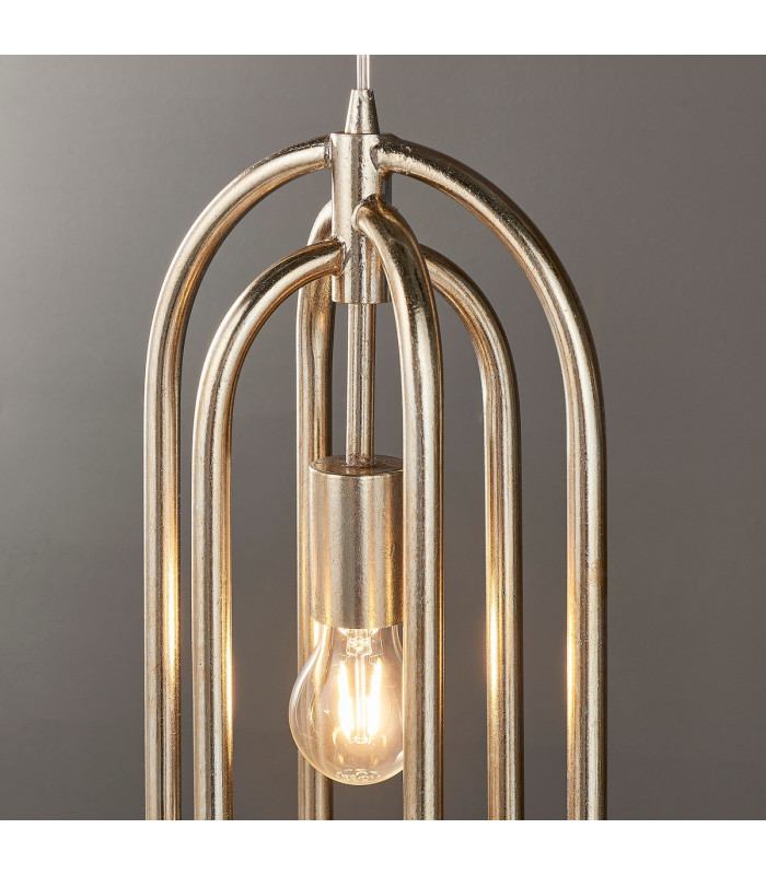 Meera 1 Light Ceiling Pendant Antique Silver Leaf-4