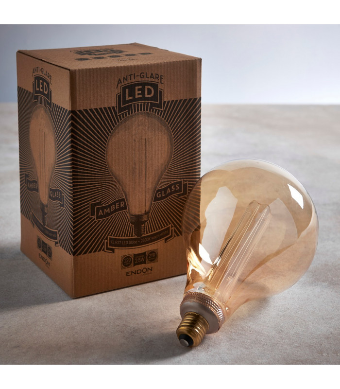 Accessory Tinted Amber Glass & Brass Plate Bulb IP20 - E27-3