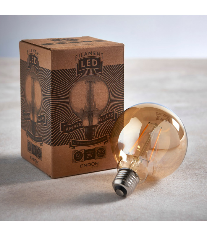 Accessory Tinted Amber Glass & Brass Plate Bulb IP20 - E27-3