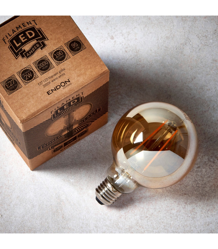 Accessory Tinted Amber Glass & Brass Plate Bulb IP20 - E27-4