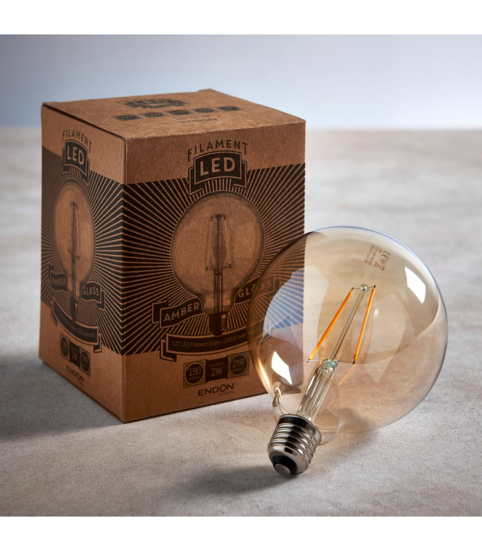 Accessory Tinted Amber Glass & Brass Plate Bulb IP20 - E27-2
