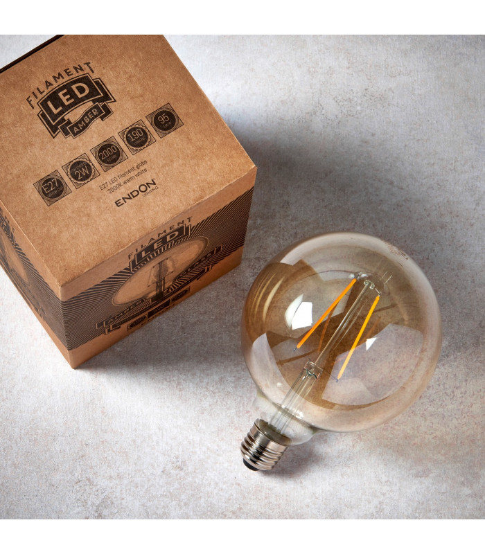 Accessory Tinted Amber Glass & Brass Plate Bulb IP20 - E27-3