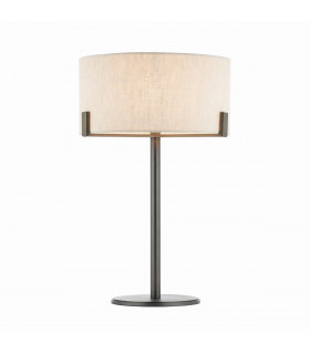 Hayfield Table Lamp Brushed Bronze Effect Plate & Natural Linen 1 Light IP20 - E27