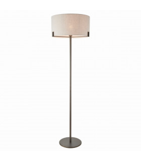 Hayfield Floor Lamp Brushed Bronze Effect Plate & Natural Linen 1 Light IP20 - E27