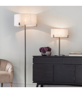 Hayfield Floor Lamp Brushed Bronze Effect Plate & Natural Linen 1 Light IP20 - E27-1