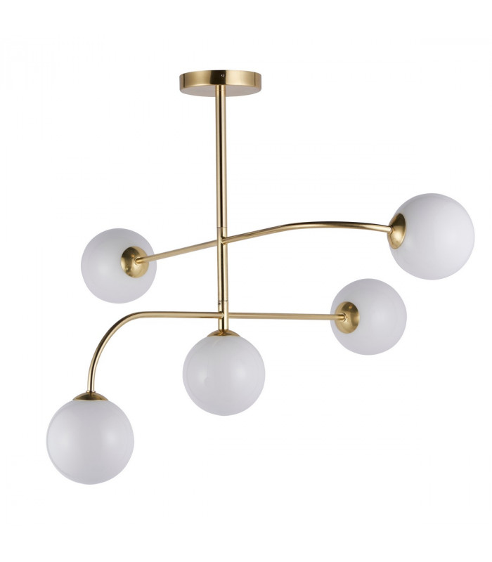 Otto Semi Flush Satin Brushed Gold Effect Plate & Gloss Opal Glass 5 Light Dimmable IP20 - G9-6