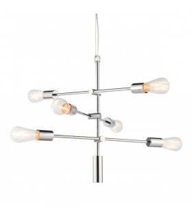 Rubens Pendant Chrome Effect Plate 6 Light Dimmable IP20 - E27