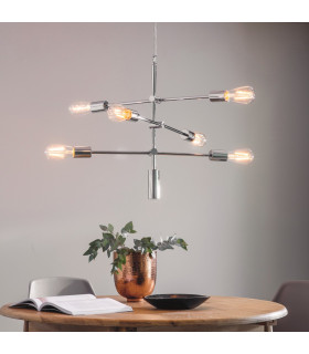 Rubens Pendant Chrome Effect Plate 6 Light Dimmable IP20 - E27-1