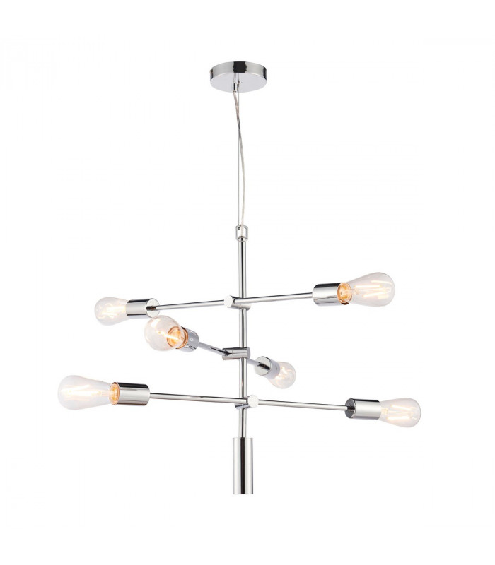 Rubens Pendant Chrome Effect Plate 6 Light Dimmable IP20 - E27-5
