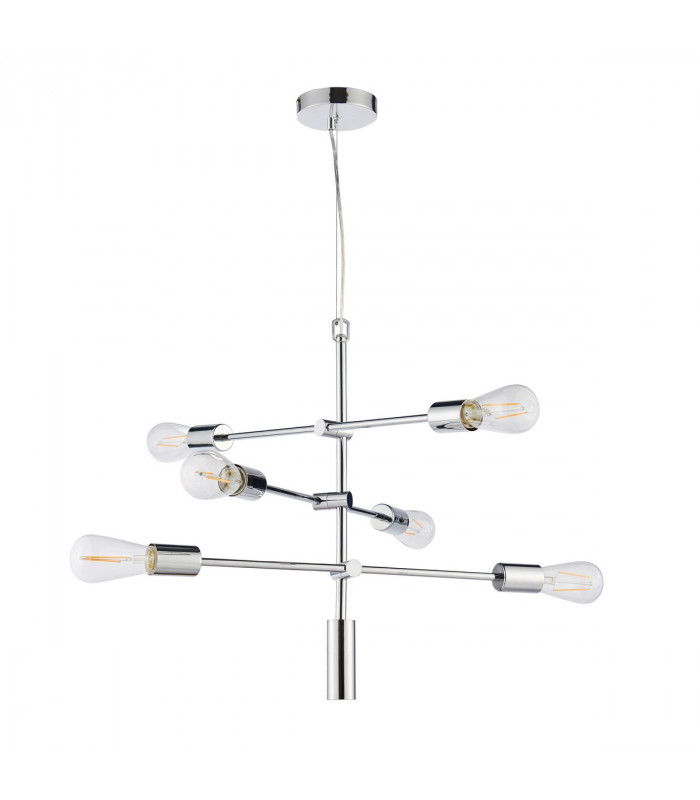 Rubens Pendant Chrome Effect Plate 6 Light Dimmable IP20 - E27-6