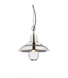 Langley Dome Pendant Bright Nickel Plate & Clear Glass 1 Light Dimmable IP20 - E27