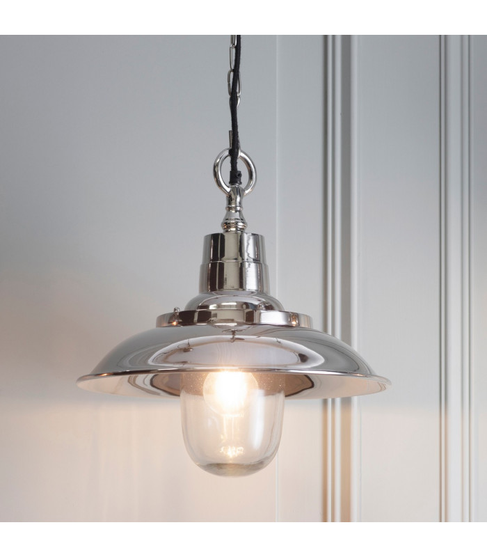 Langley Dome Pendant Bright Nickel Plate & Clear Glass 1 Light Dimmable IP20 - E27-2