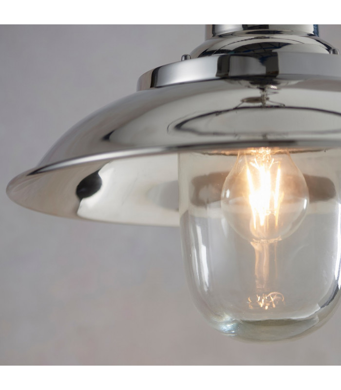 Langley Dome Pendant Bright Nickel Plate & Clear Glass 1 Light Dimmable IP20 - E27-3