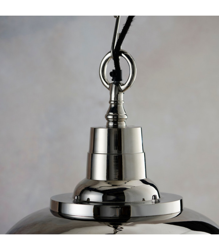 Langley Dome Pendant Bright Nickel Plate & Clear Glass 1 Light Dimmable IP20 - E27-4