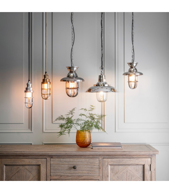 Langley Dome Pendant Bright Nickel Plate & Clear Glass 1 Light Dimmable IP20 - E27-5