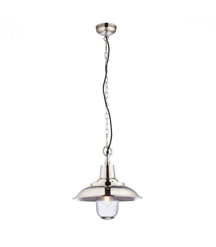 Langley Dome Pendant Bright Nickel Plate & Clear Glass 1 Light Dimmable IP20 - E27-6