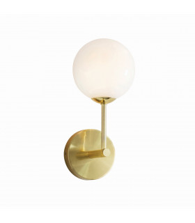 Otto Wall Satin Brushed Gold Effect Plate & Gloss Opal Glass 1 Light Dimmable IP20 - G9