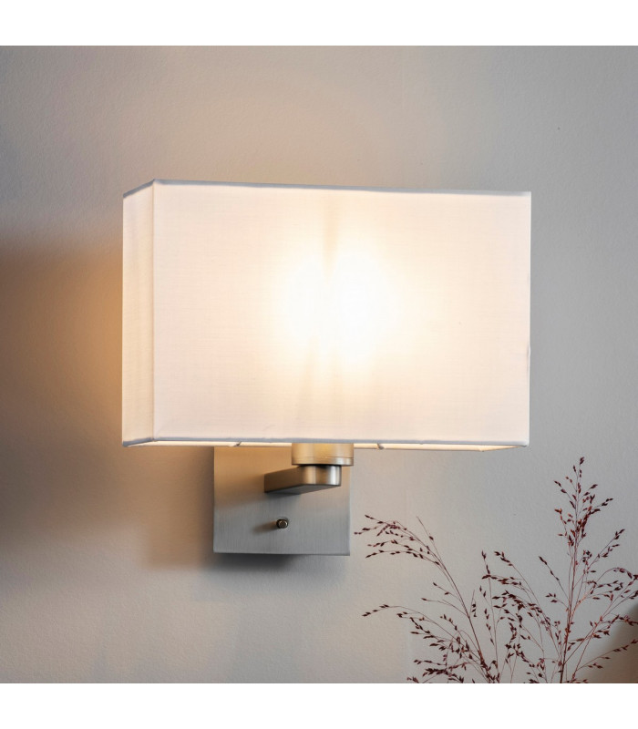 Rectangular Shade Vintage White Fabric 1 Light IP20 - E27-4