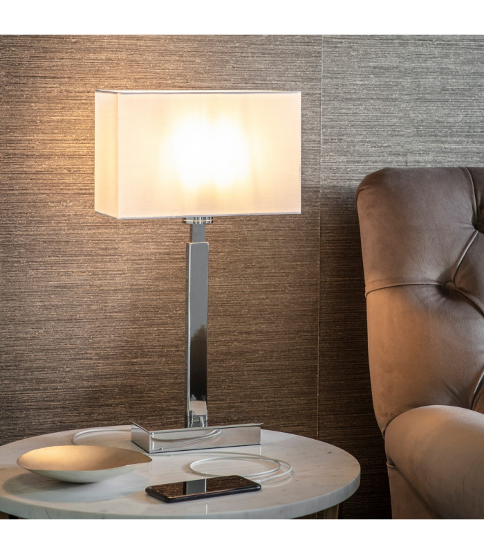 Rectangular Shade Vintage White Fabric 1 Light IP20 - E27-6