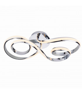 Aria Integrated LED Semi Flush Chrome Effect Plate & Matt White Silicone 1 Light Dimmable IP20