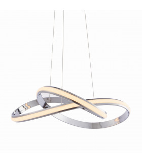 Aria Integrated LED Pendant Chrome Effect Plate & Matt White Silicone 1 Light Dimmable IP20