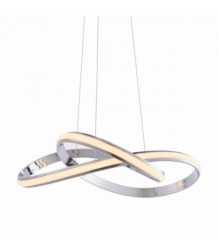 Aria Integrated LED Pendant Chrome Effect Plate & Matt White Silicone 1 Light Dimmable IP20