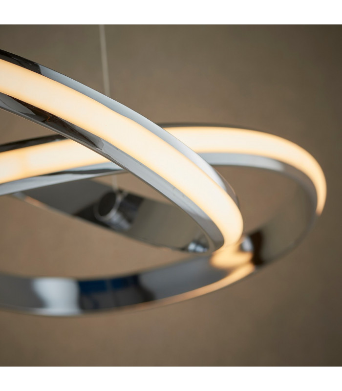 Aria Integrated LED Pendant Chrome Effect Plate & Matt White Silicone 1 Light Dimmable IP20-3