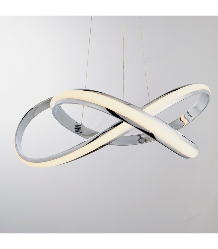 Aria Integrated LED Pendant Chrome Effect Plate & Matt White Silicone 1 Light Dimmable IP20-4