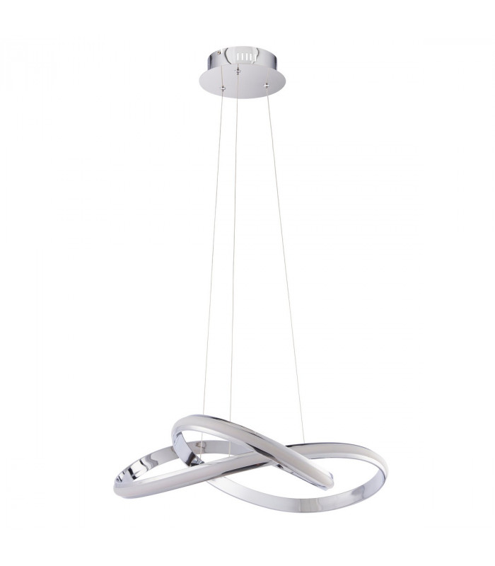Aria Integrated LED Pendant Chrome Effect Plate & Matt White Silicone 1 Light Dimmable IP20-6