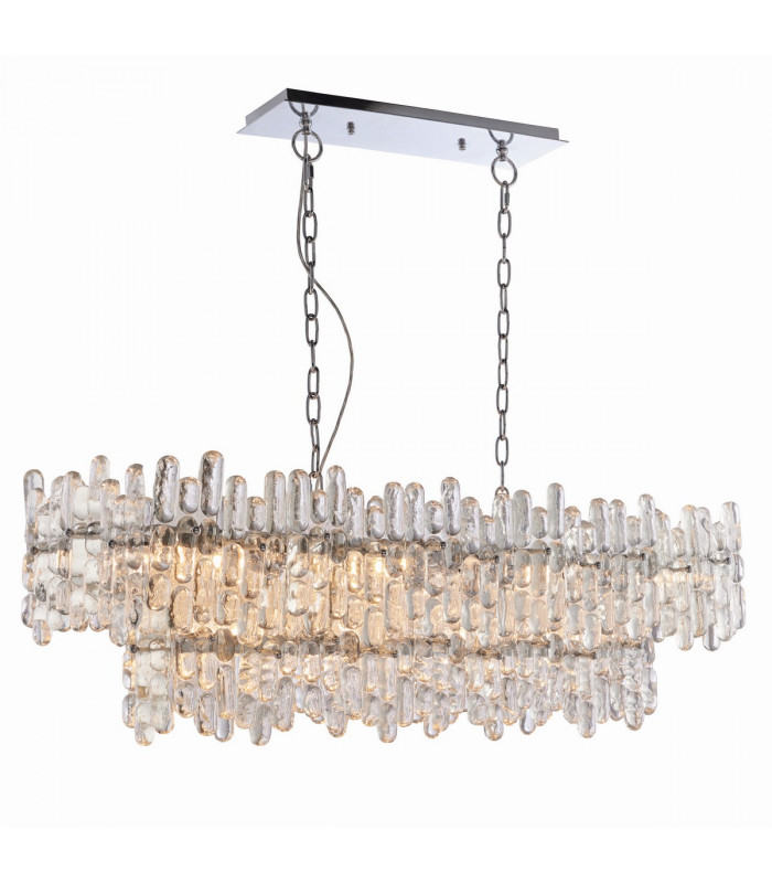 Maya Pendant Chrome Effect Plate & Clear Glass 12 Light Dimmable IP20 - E14