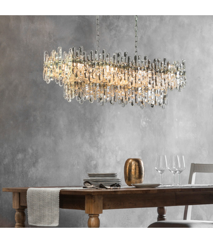 Maya Pendant Chrome Effect Plate & Clear Glass 12 Light Dimmable IP20 - E14-1