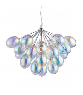 Infinity Pendant Chrome Effect Plate & Dichroic Glass 6 Light Dimmable IP20 - G9
