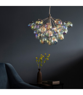 Infinity Pendant Chrome Effect Plate & Dichroic Glass 6 Light Dimmable IP20 - G9-1