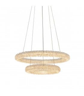 Neve Integrated LED Pendant Chrome Effect Plate & Crystal (K9) Glass Detail 1 Light Dimmable IP20