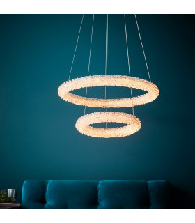 Neve Integrated LED Pendant Chrome Effect Plate & Crystal (K9) Glass Detail 1 Light Dimmable IP20-1