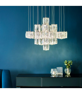 Prisma Integrated LED Pendant Chrome Effect Plate & Crystal (K9) Glass Detail 30 Light IP20-1