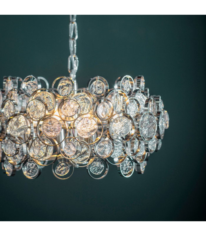 Marella Pendant Bright Nickel Plate & Clear Glass 8 Light Dimmable IP20 - E14-3