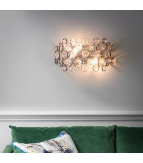 Marella Wall Bright Nickel Plate & Clear Glass 2 Light Dimmable IP20 - E14-1