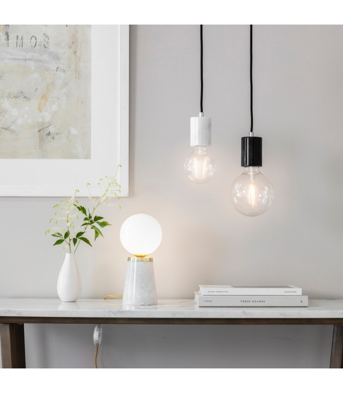 Otto Pendant Marble & Matt Black Paint 1 Light Dimmable IP20 - E27-2