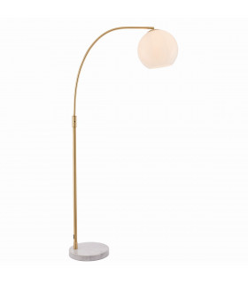 Otto Floor Lamp Satin Brushed Gold Effect Plate & Gloss Opal Glass 1 Light IP20 - E27
