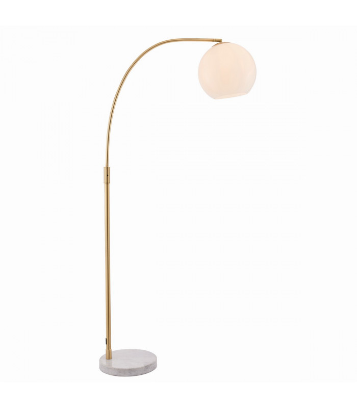 Otto Floor Lamp Satin Brushed Gold Effect Plate & Gloss Opal Glass 1 Light IP20 - E27