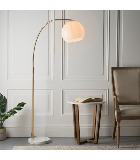 Otto Floor Lamp Satin Brushed Gold Effect Plate & Gloss Opal Glass 1 Light IP20 - E27-1