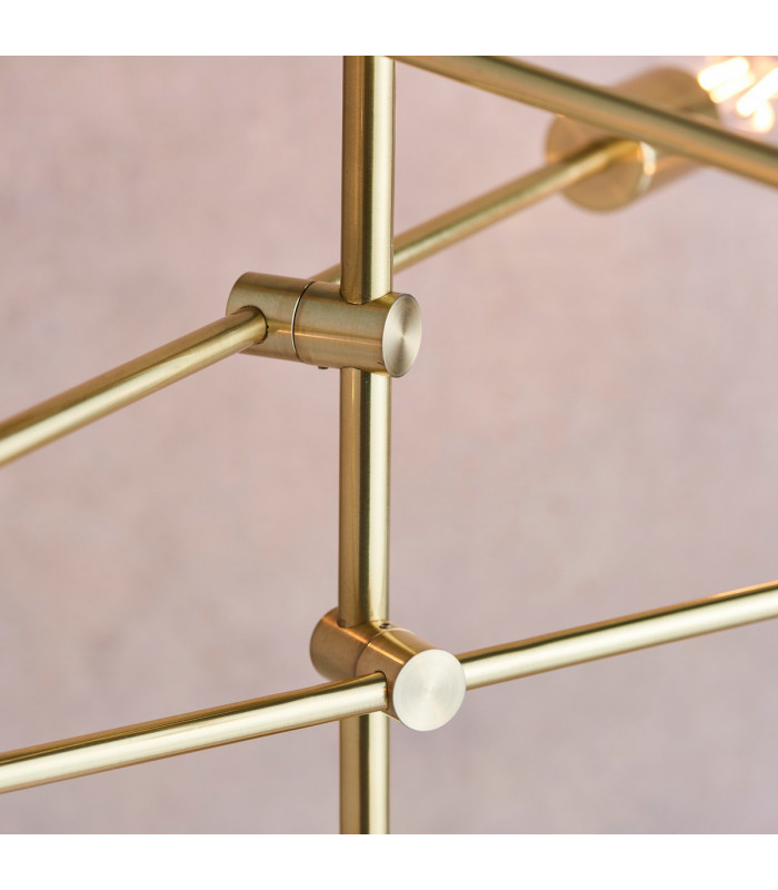 Rubens Pendant Satin Brushed Gold Effect Plate 6 Light Dimmable IP20 - E27-4