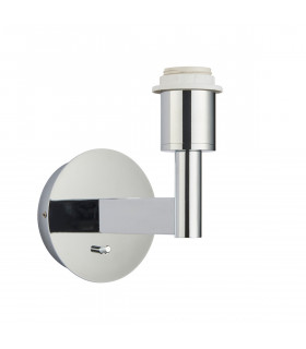 Owen Wall Chrome Effect Plate 1 Light Dimmable IP20 - E27 (Shade Sold Separately)