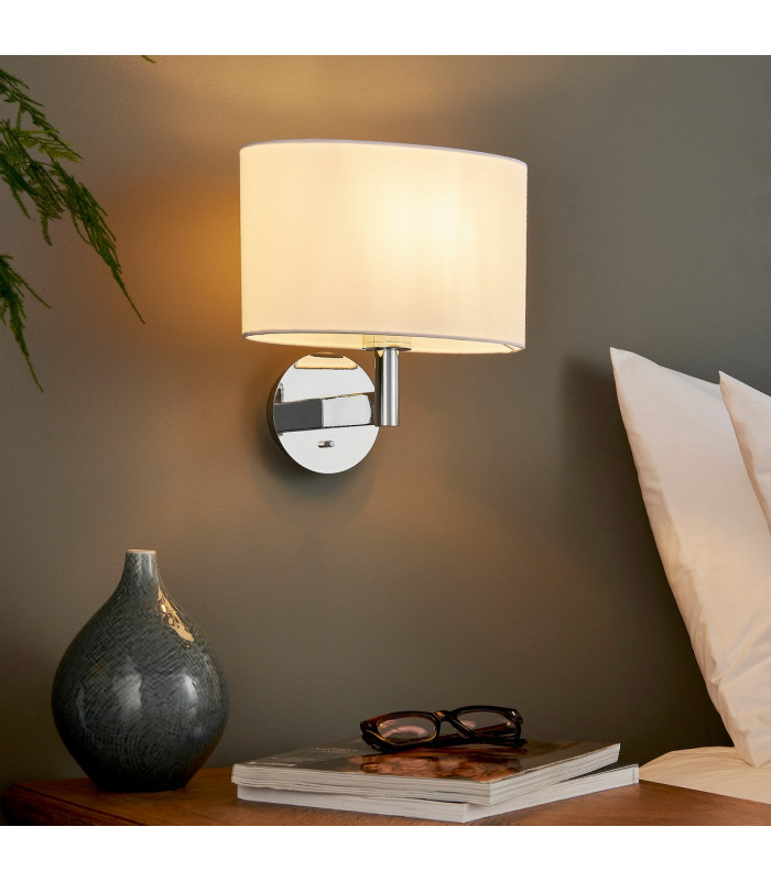 Owen Wall Chrome Effect Plate 1 Light Dimmable IP20 - E27 (Shade Sold Separately)-3